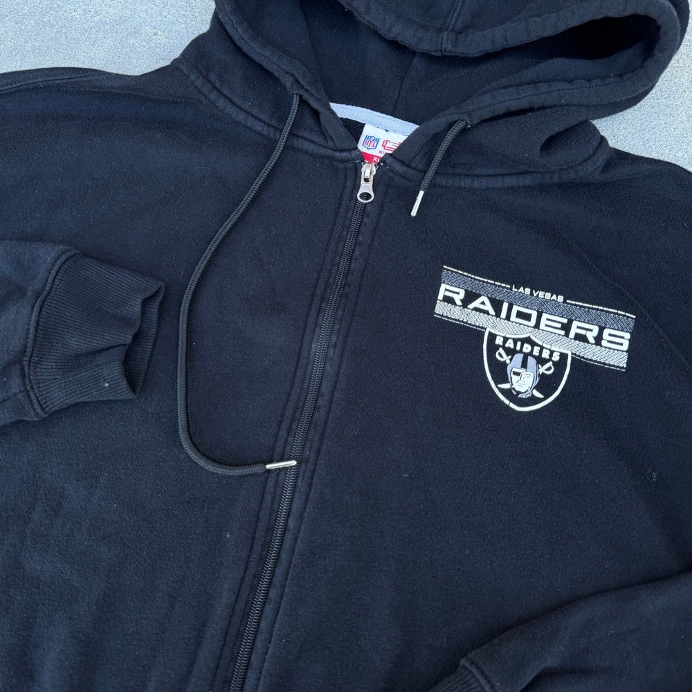 NFL Ultra Game Las Vegas Raiders Full Zip Hoodie Black Mens XL Fleece Sweatshirt